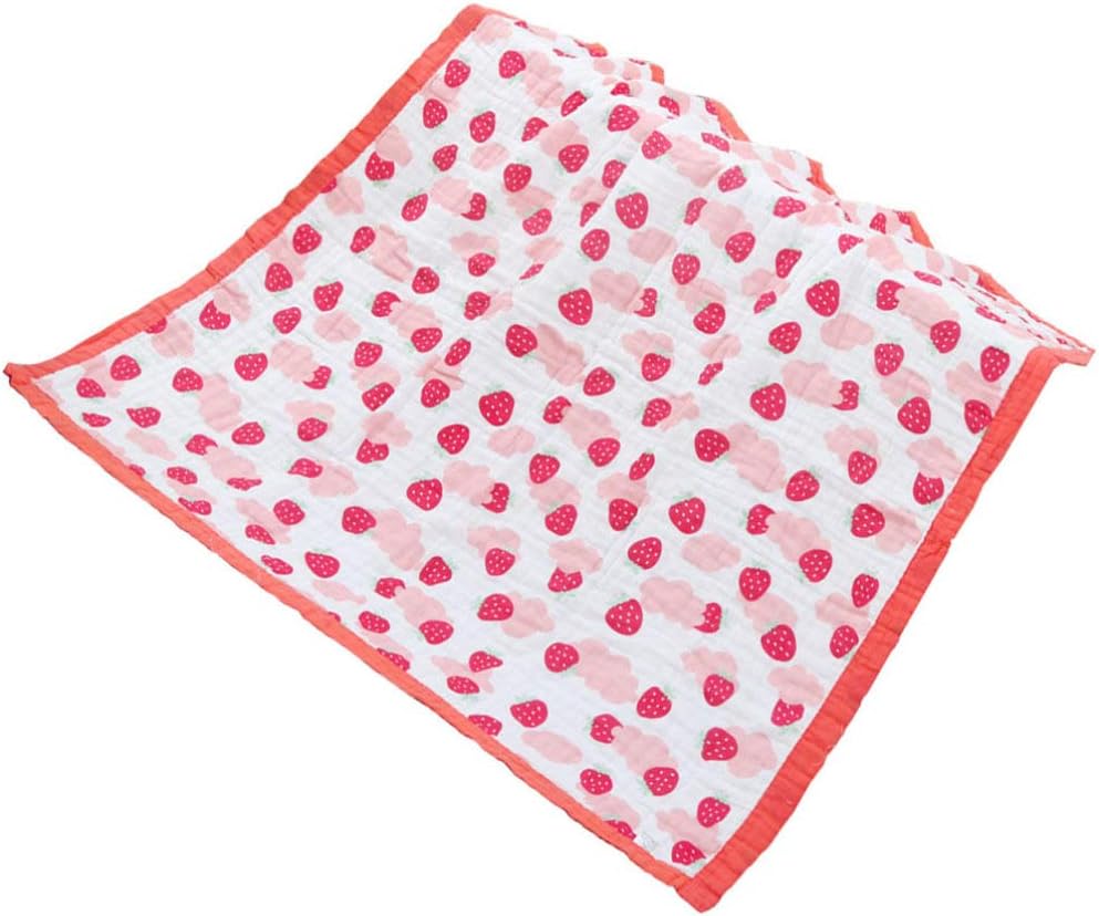 Baby Muslin Swaddle Blanket Red Strawberry Pattern 110x110cm