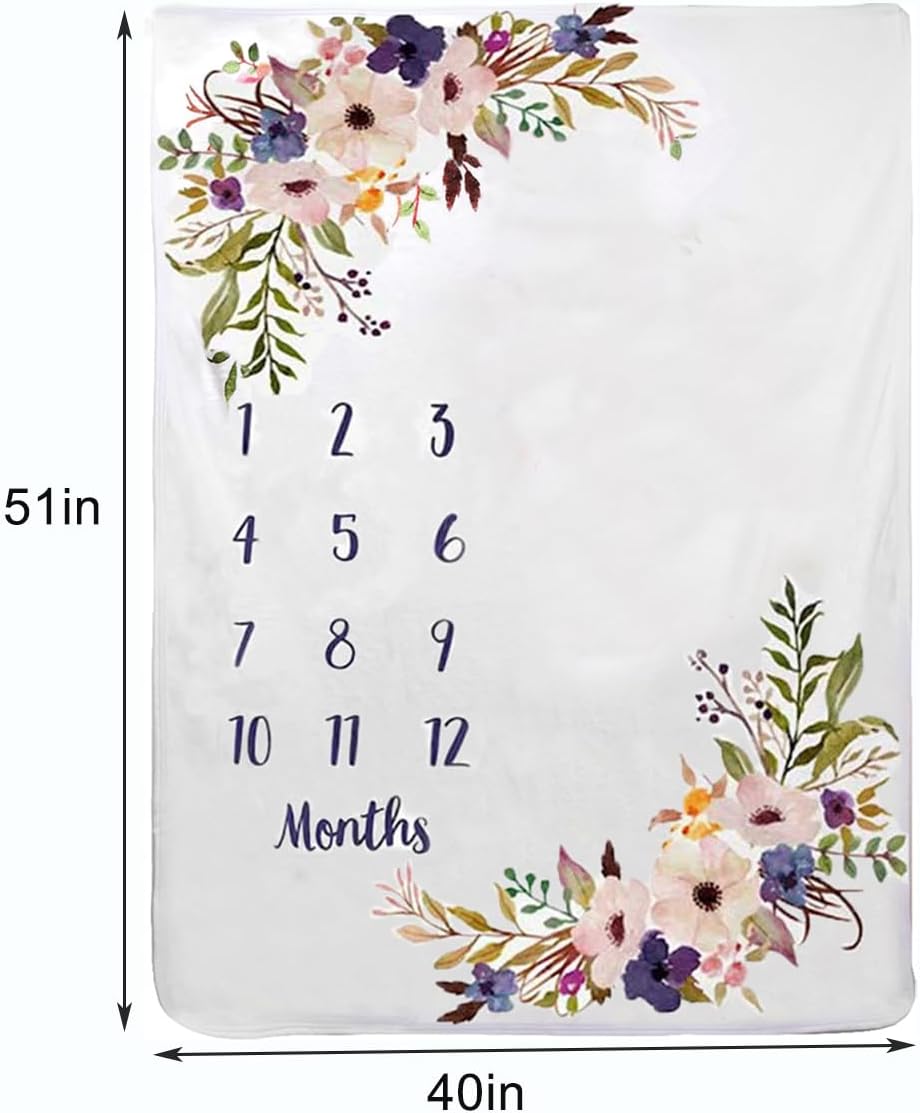 TRASUN Baby Milestone Blanket with Wreath 51x40In