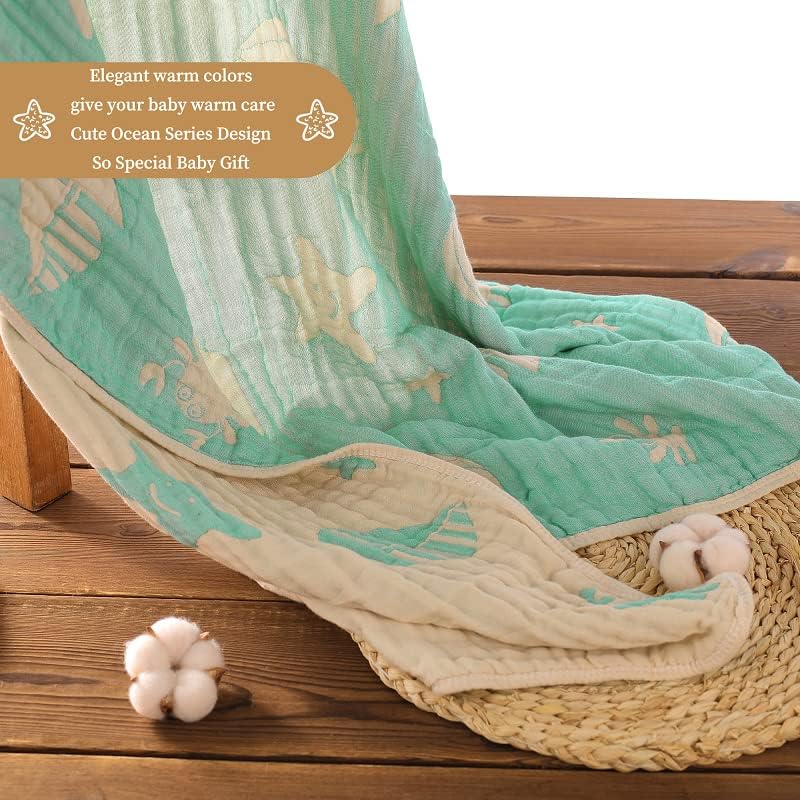 Ultra Soft Muslin Baby Blanket - Ocean Green 1 Pack