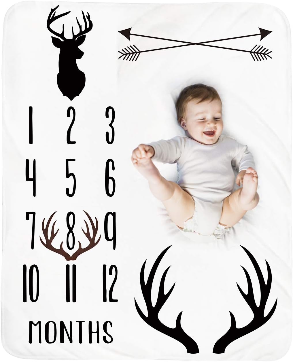 Tebaby Baby Milestone Blanket Deer Neutral 51x40