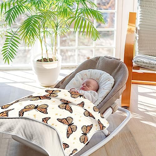 KICPOAY Swaddle Blanket for Brown Monarch Butterflies Baby Receiving Blanket