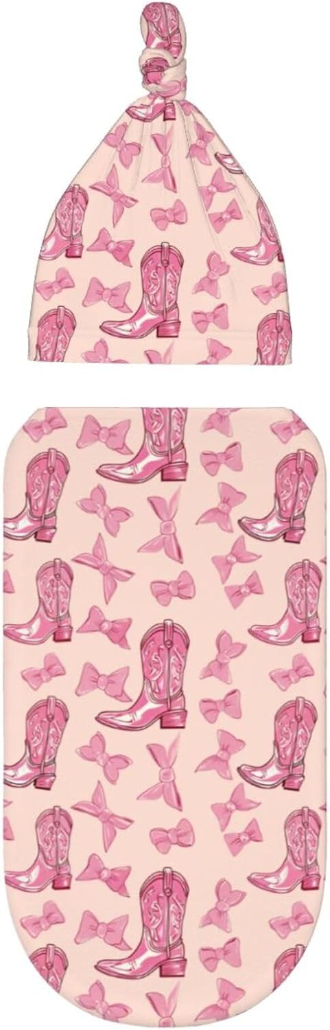 Muishi Cowgirl Boot Bows Swaddle Blanket Set