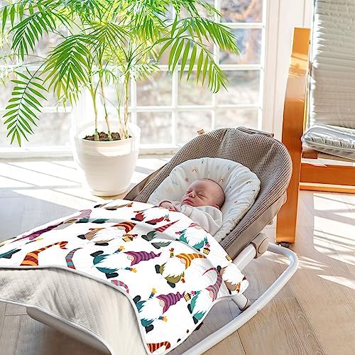 KICPOAY Soft Cotton Swaddle Blanket for Baby Gnomes 30x40 Inch