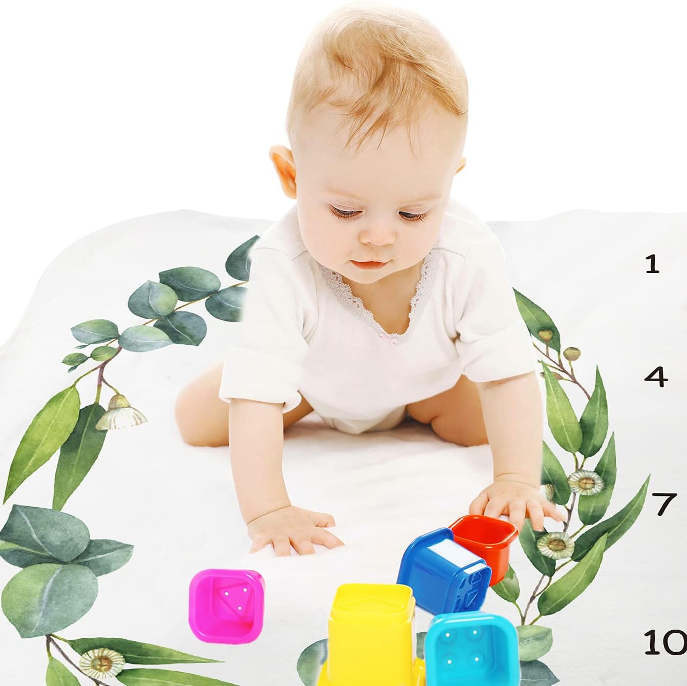 Tebaby Baby Milestone Blanket Twins - 51x40 Unisex Neutral Growth Chart