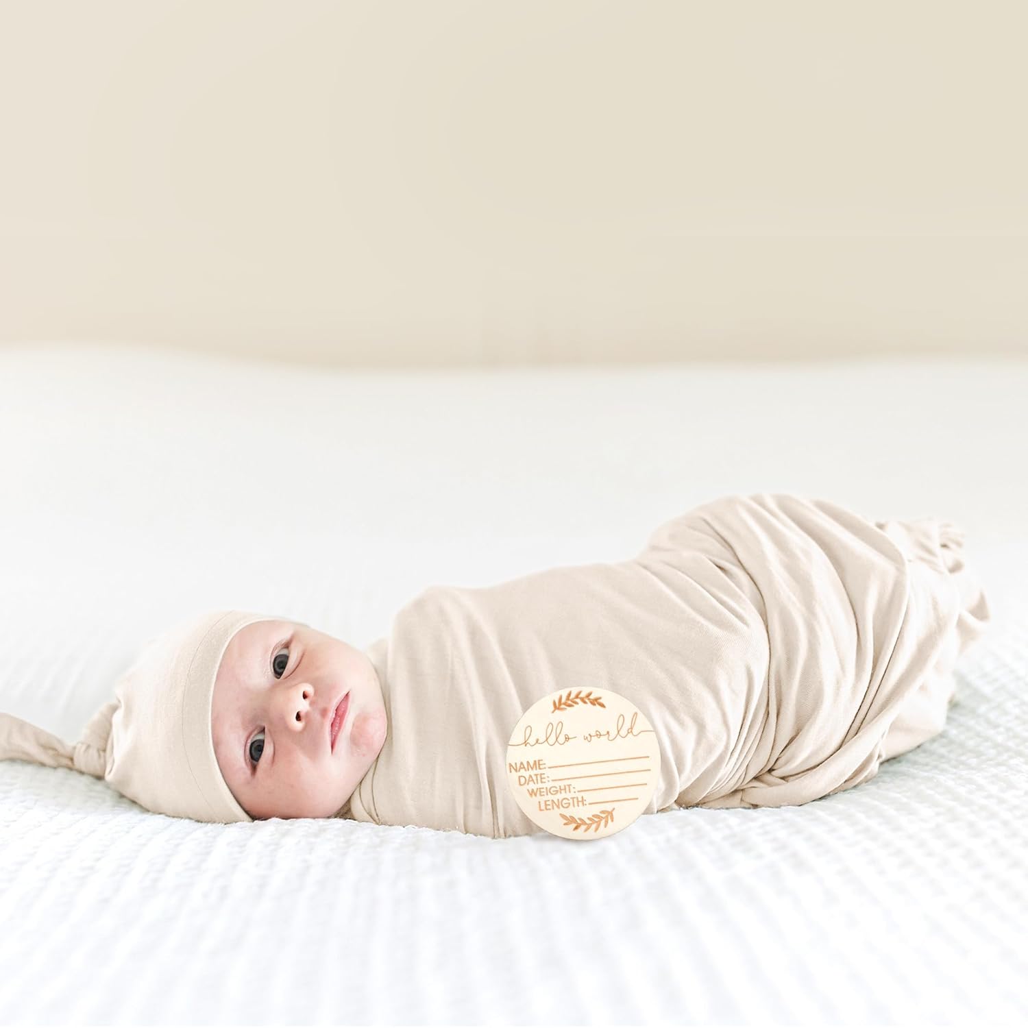 MairMore Baby Swaddle Blanket with Beanie Set Apricot 1