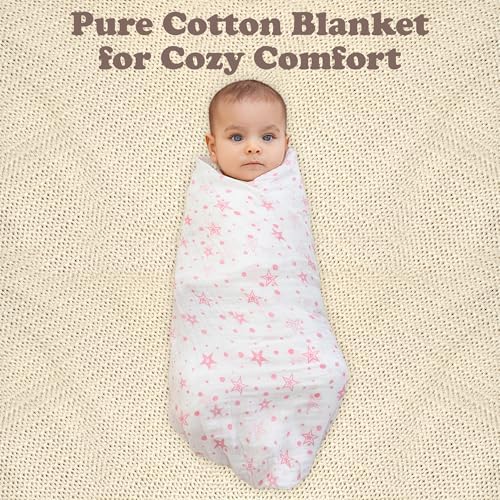Bublo Baby Muslin Swaddle Blankets 4-Pack Pink