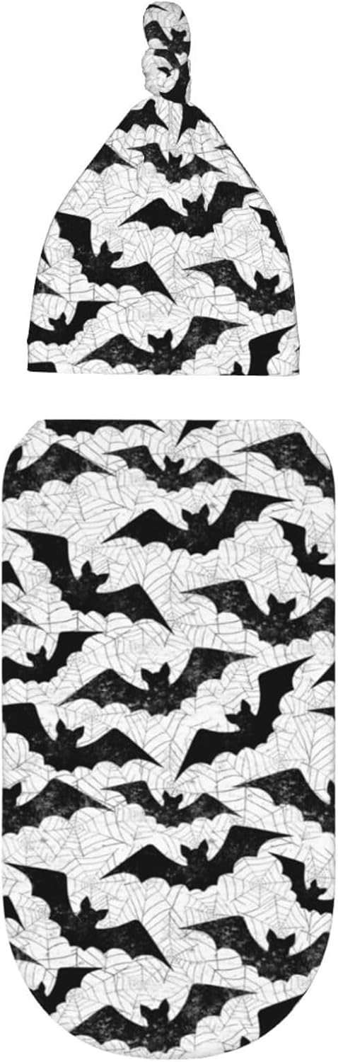 Muishi Black Bat Newborn Swaddle Blanket Hat Set 1