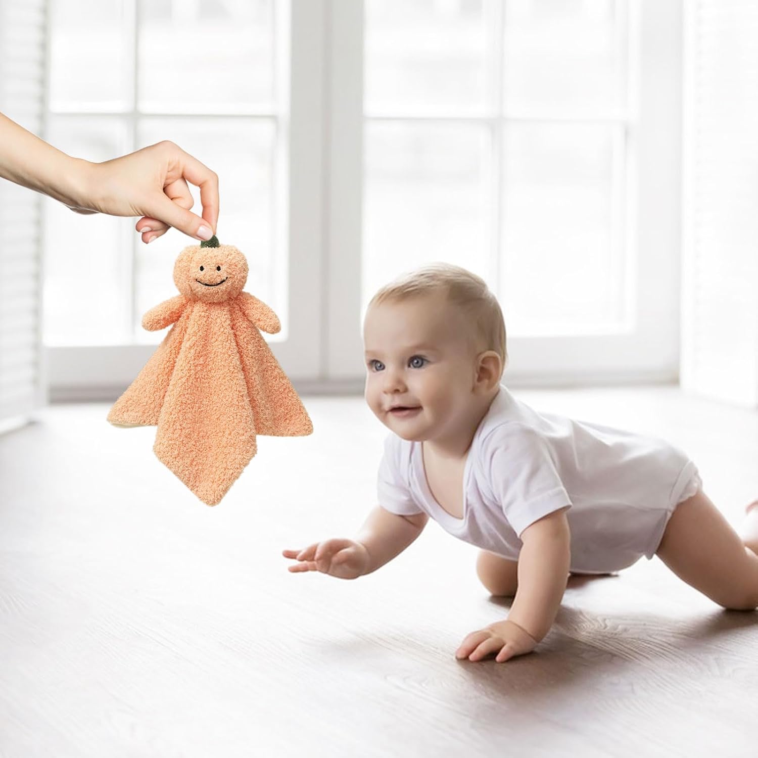 Doindute Baby Orange Pumpkin Security Blanket Plush Lovey for Newborns