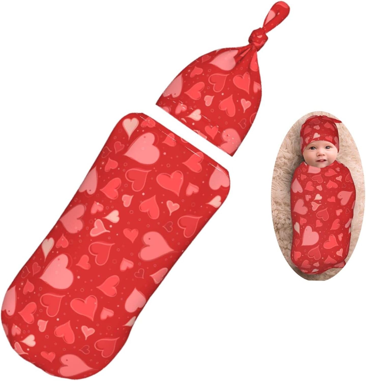 AuHomea 2Pcs Valentine Swaddle Blanket for Newborns and Toddlers