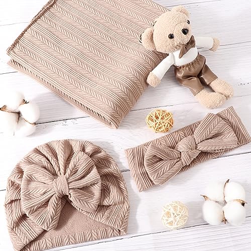 DRESHOW BQUBO Baby Blanket with Bow Hat and Headband