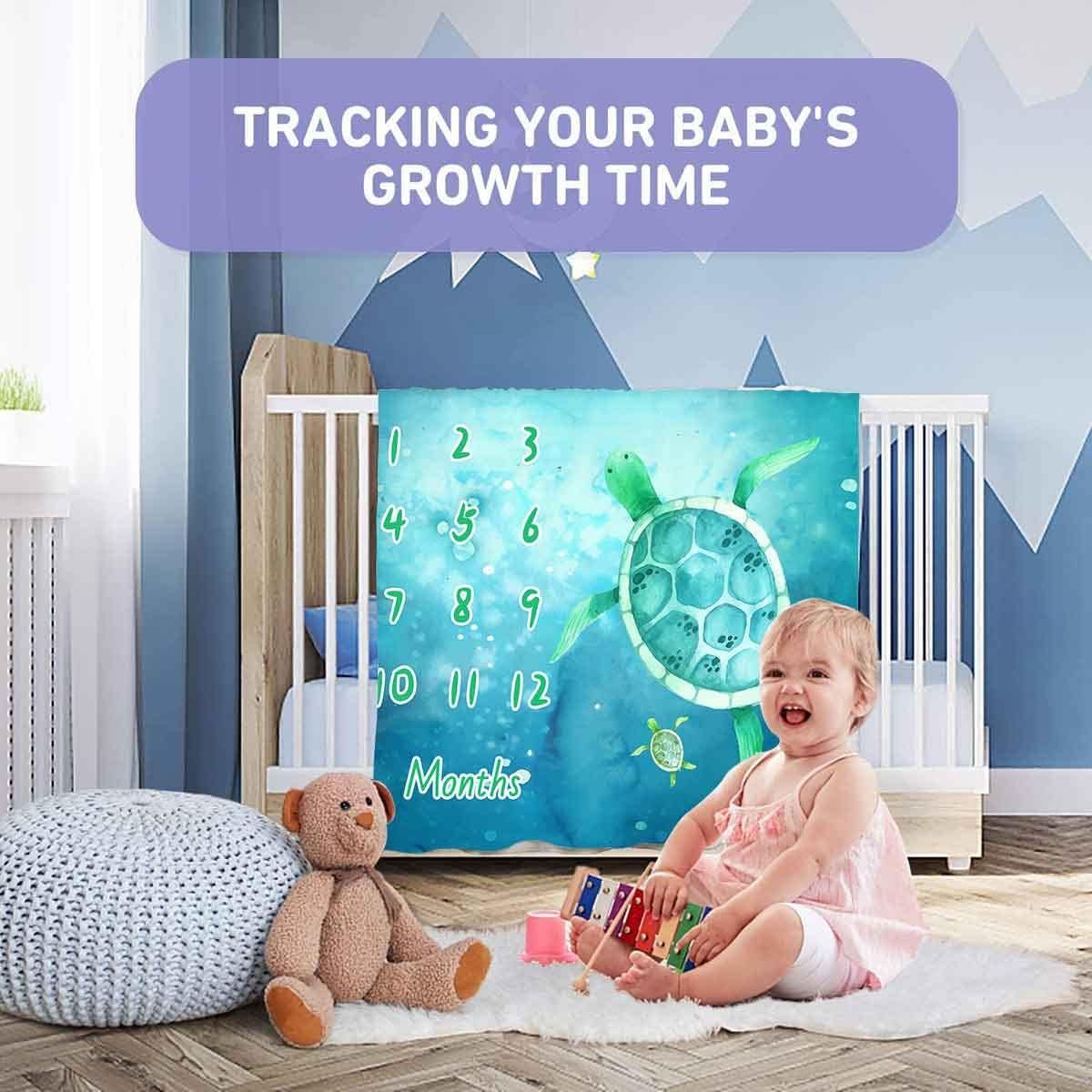 PHMOJEN Baby Milestone Blanket with 4 Frames and Headband