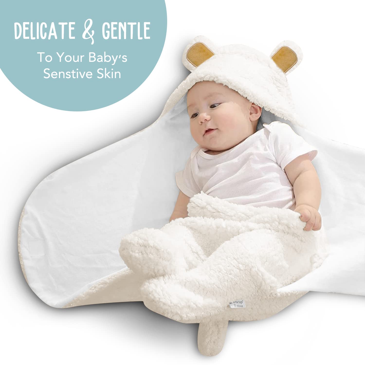 BlueMello Ultra-Soft Baby Bear Swaddle Blanket