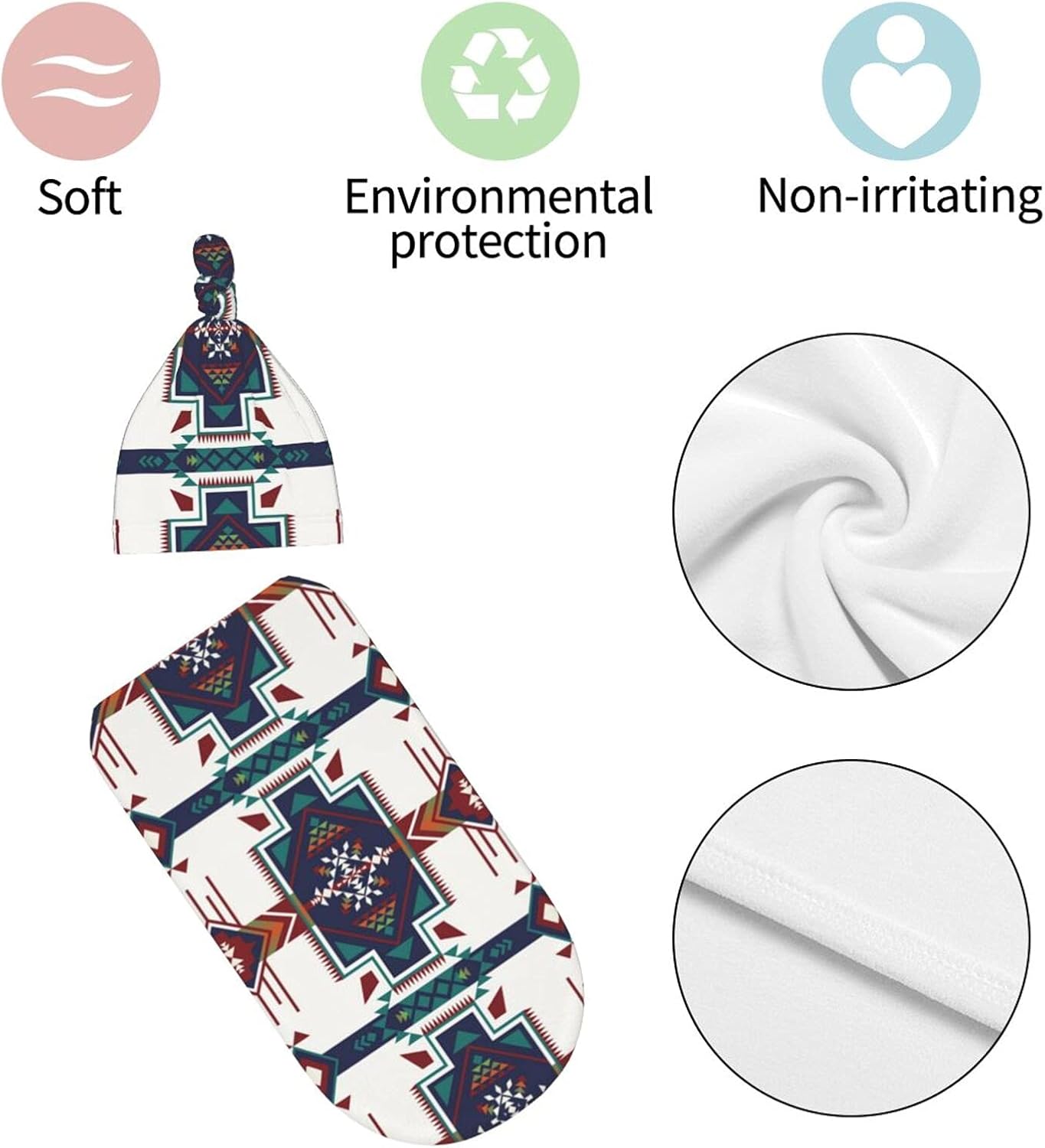Osvbs Western Aztec Swaddle Blanket Beanie Set