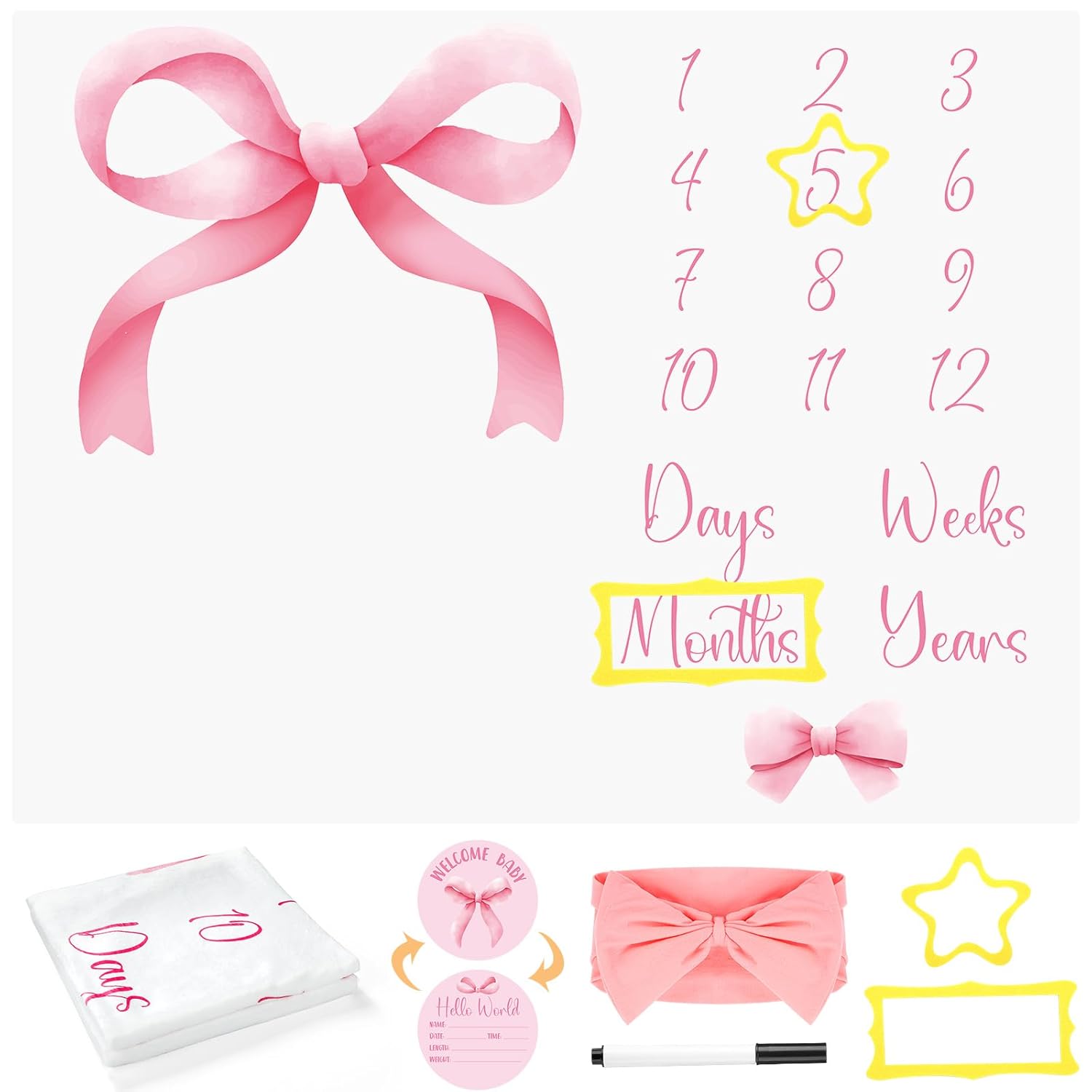 Preboun Monthly Milestone Blanket for Baby Girls 1
