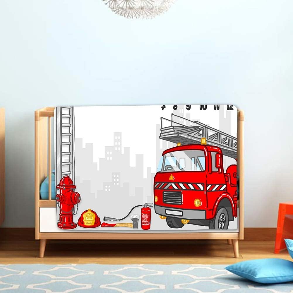 Baby Monthly Milestone Blanket Red Fire Truck