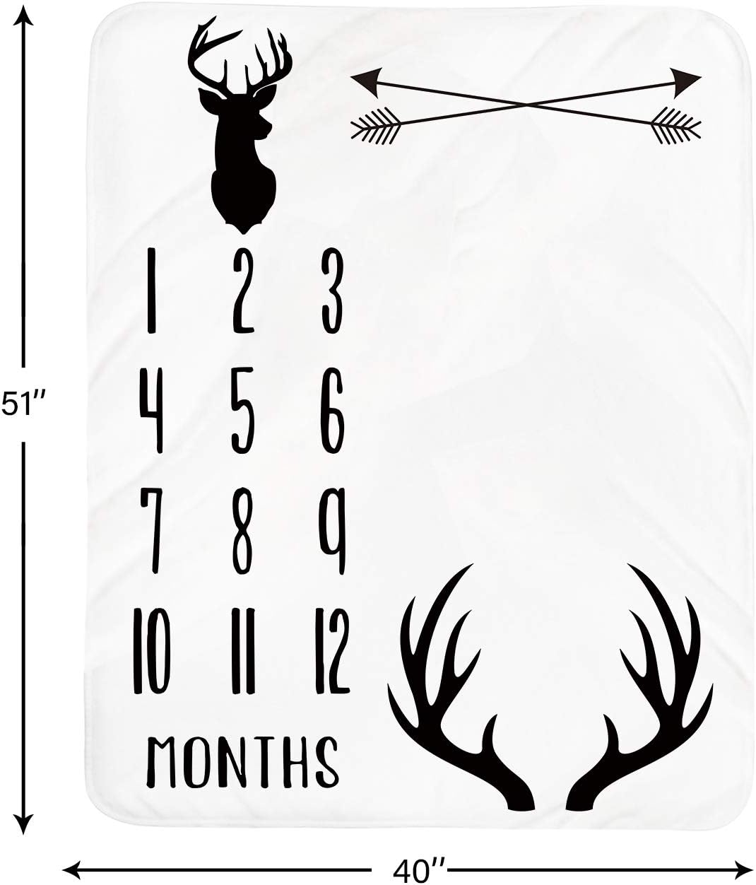 Tebaby Baby Milestone Blanket Deer Neutral 51x40