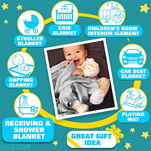 NADOBA Thermal Waffle Baby Blanket 36 x 50 with Satin Trim