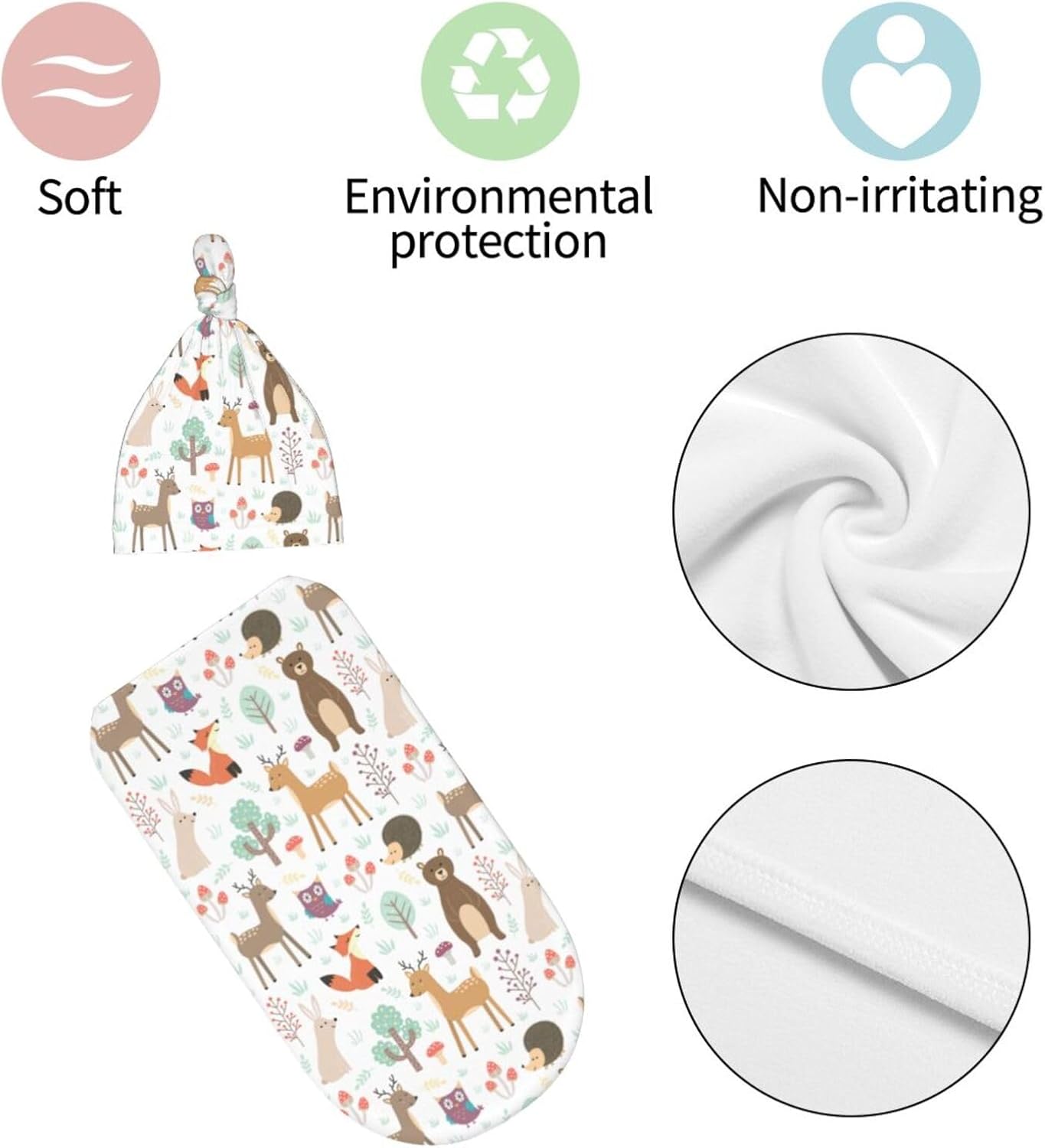 Sozzjile Deer Swaddle Blanket with Beanie Set for Newborn