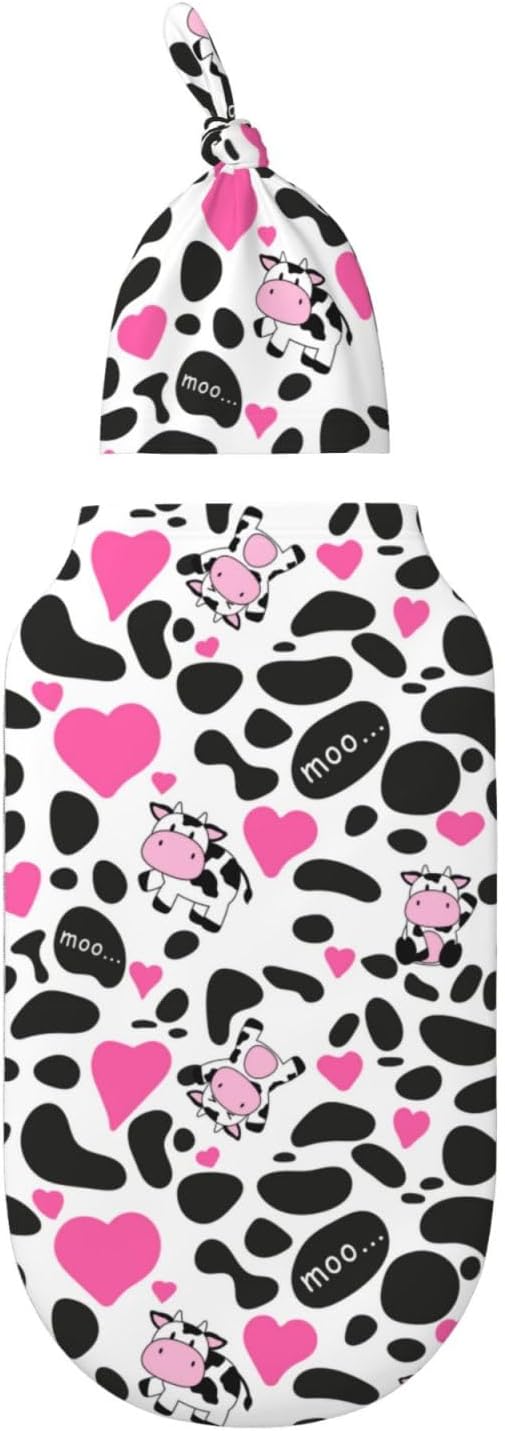 Figtihw Cute Cow Swaddle Blanket for Newborn Baby