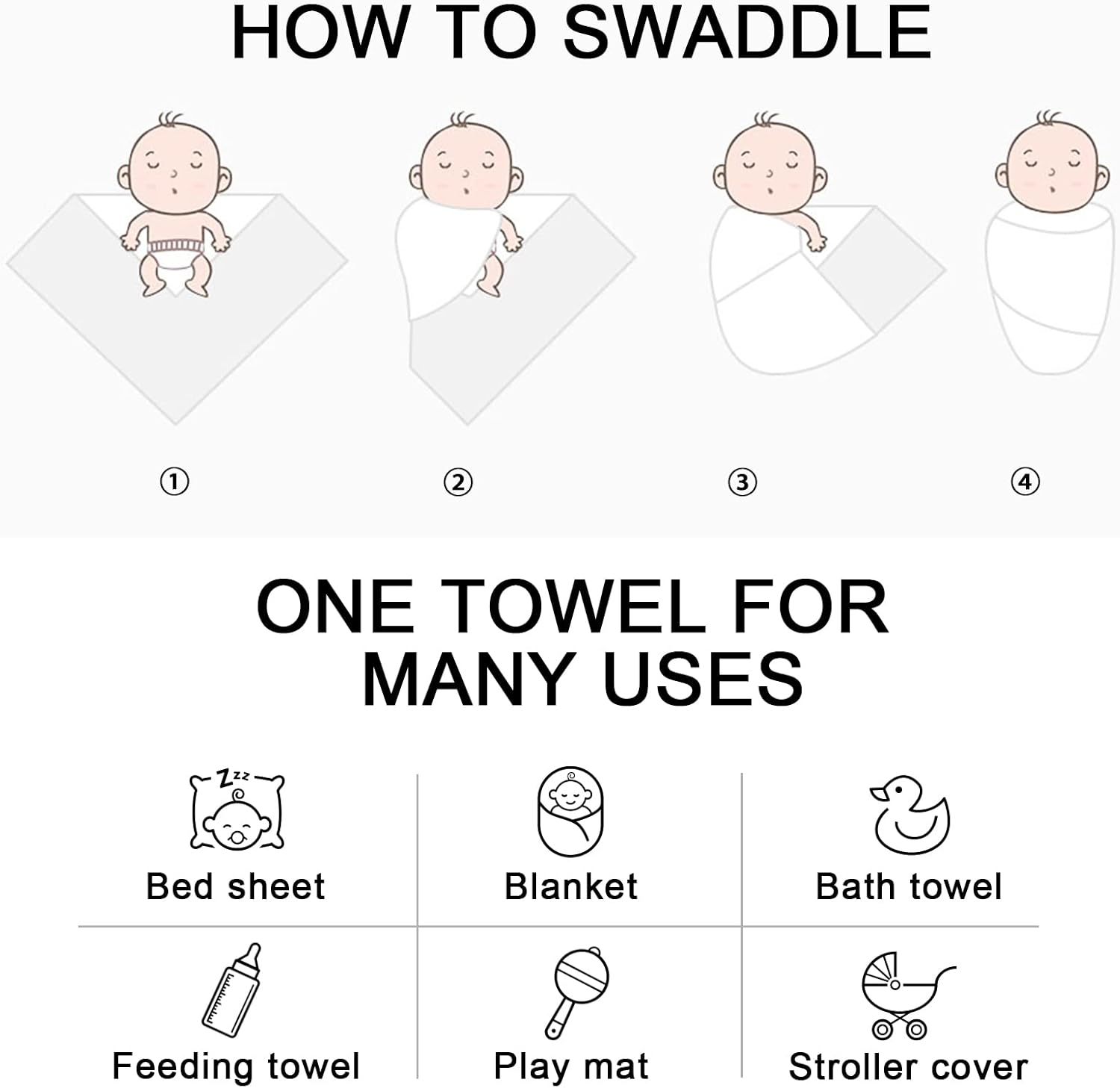 AQOKKA Newborn Swaddle Blanket with Bow Hat Mittens Wooden Card Set