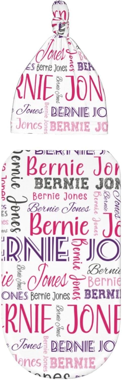 Personalized Baby Swaddle Set with Name Hat