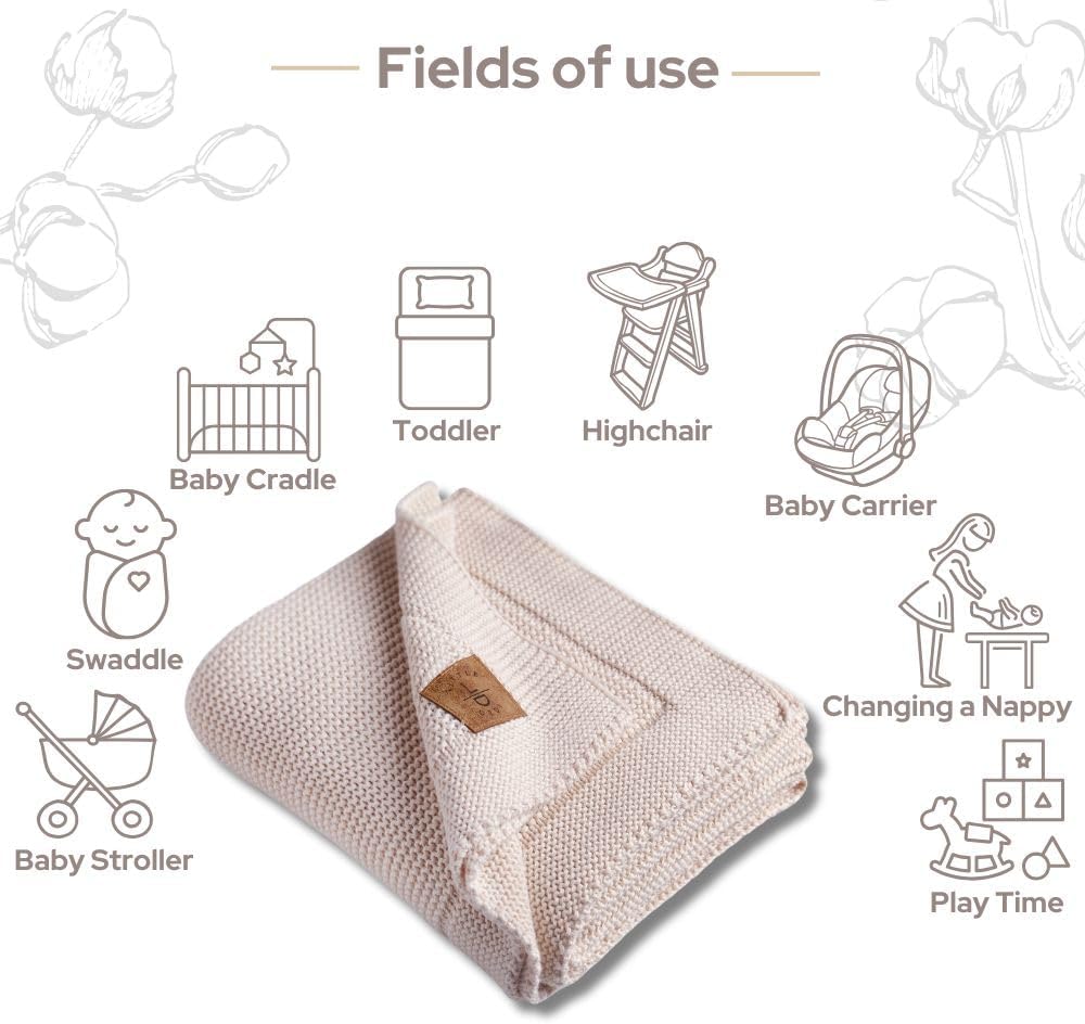 100 Organic Cotton Baby Blanket - Soft Neutral 30x40