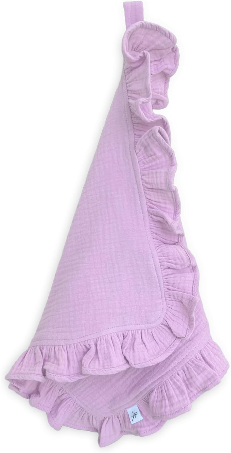 Ryan Rose Cutie Lovey Security Blanket - Organic Cotton Muslin with Snap Closure