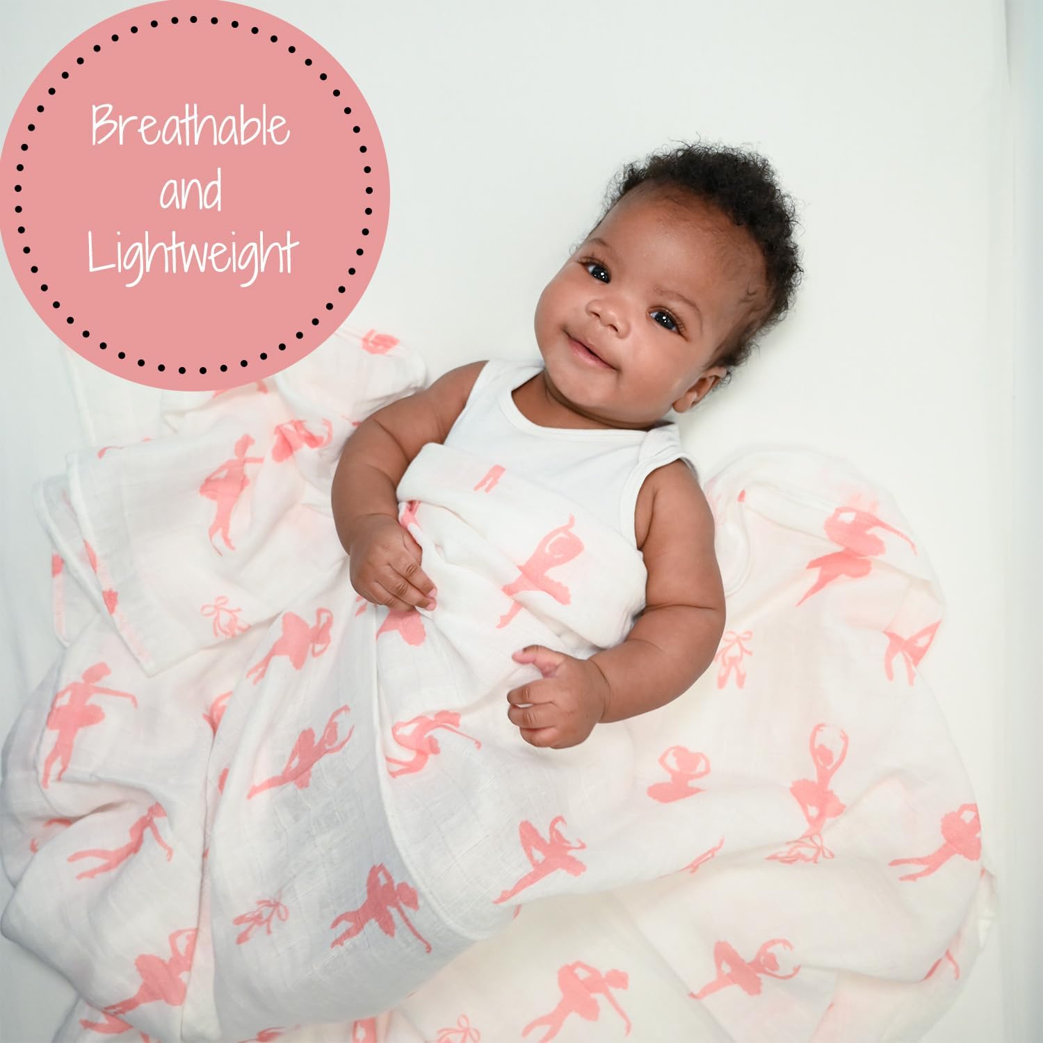 LollyBanks Ballet Print Swaddling Blanket 47x47 Inches