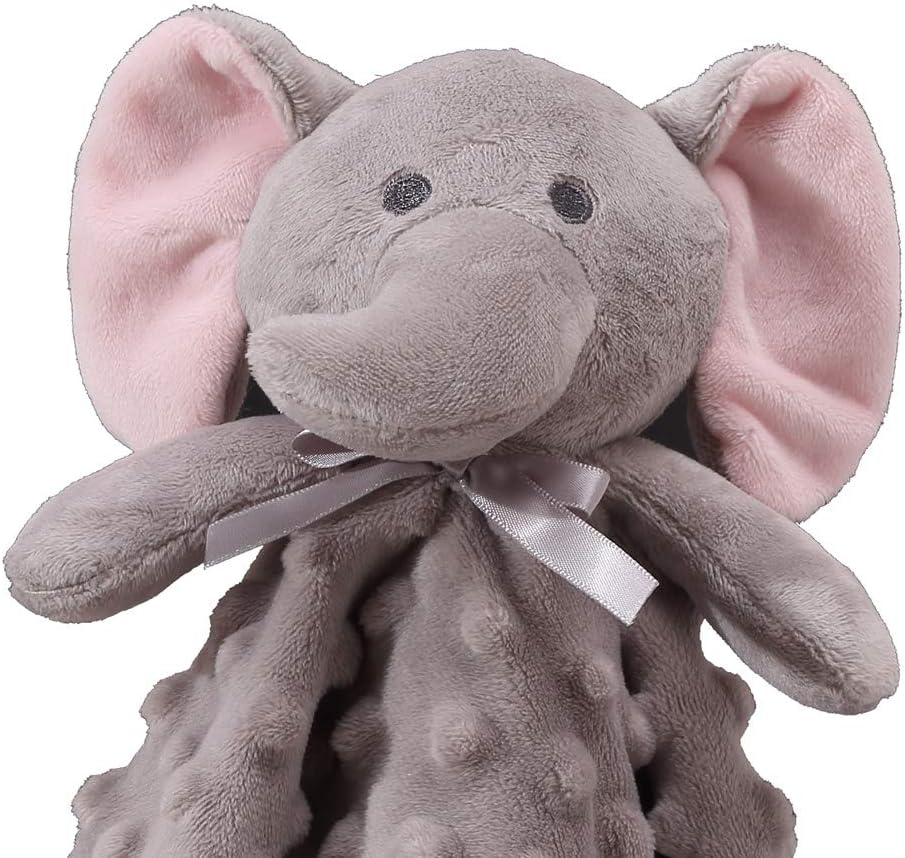CREVENT Cozy Plush Baby Security Blanket Grey Elephant