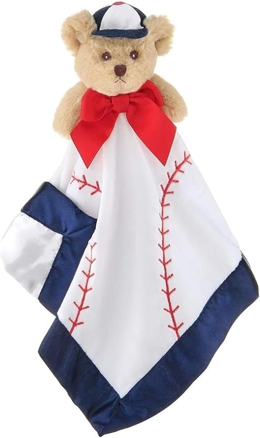 Bearington Collection Lil Slugger Baseball Lovey Blanket - 15 Inches Plush Satin
