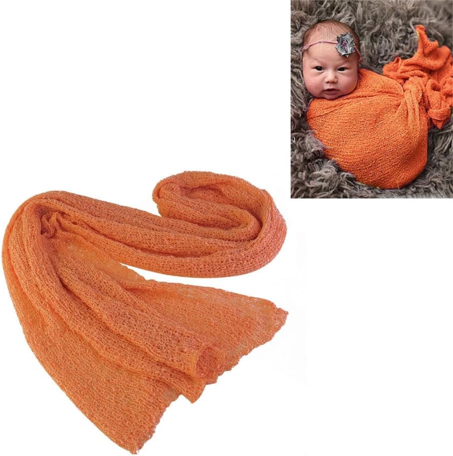 NUOBESTY Newborn Photography Stretch Wrap - Orange Cotton Swaddle Blanket