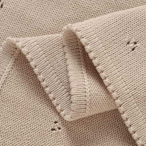 Mimixiong Organic Cotton Baby Blanket 40x30 Inch Oatmeal