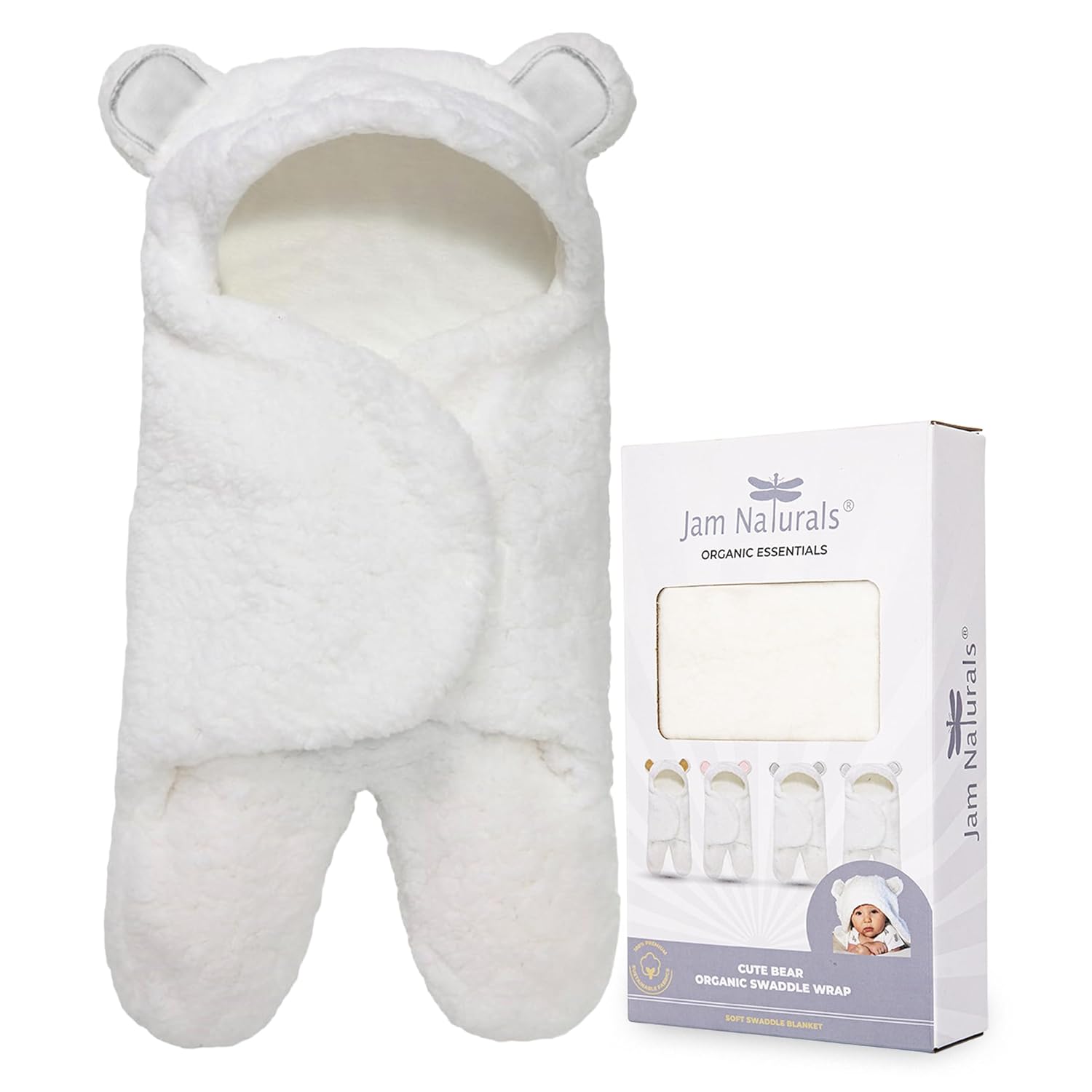 Jam Naturals Cute Bear Organic Newborn Swaddle Wrap