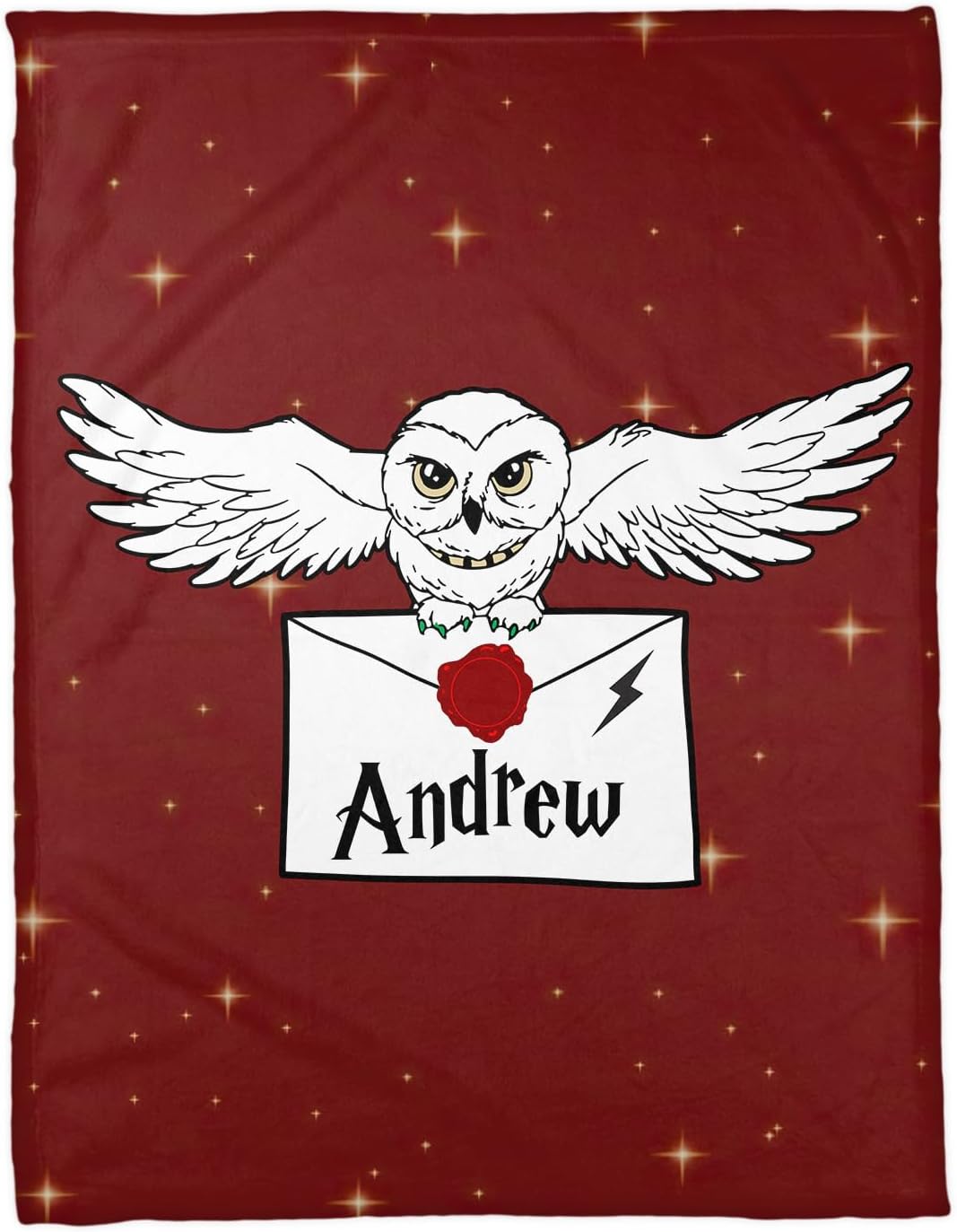 Zocoshi Personalized Wizard Owl Blanket Custom Name Letter Throw