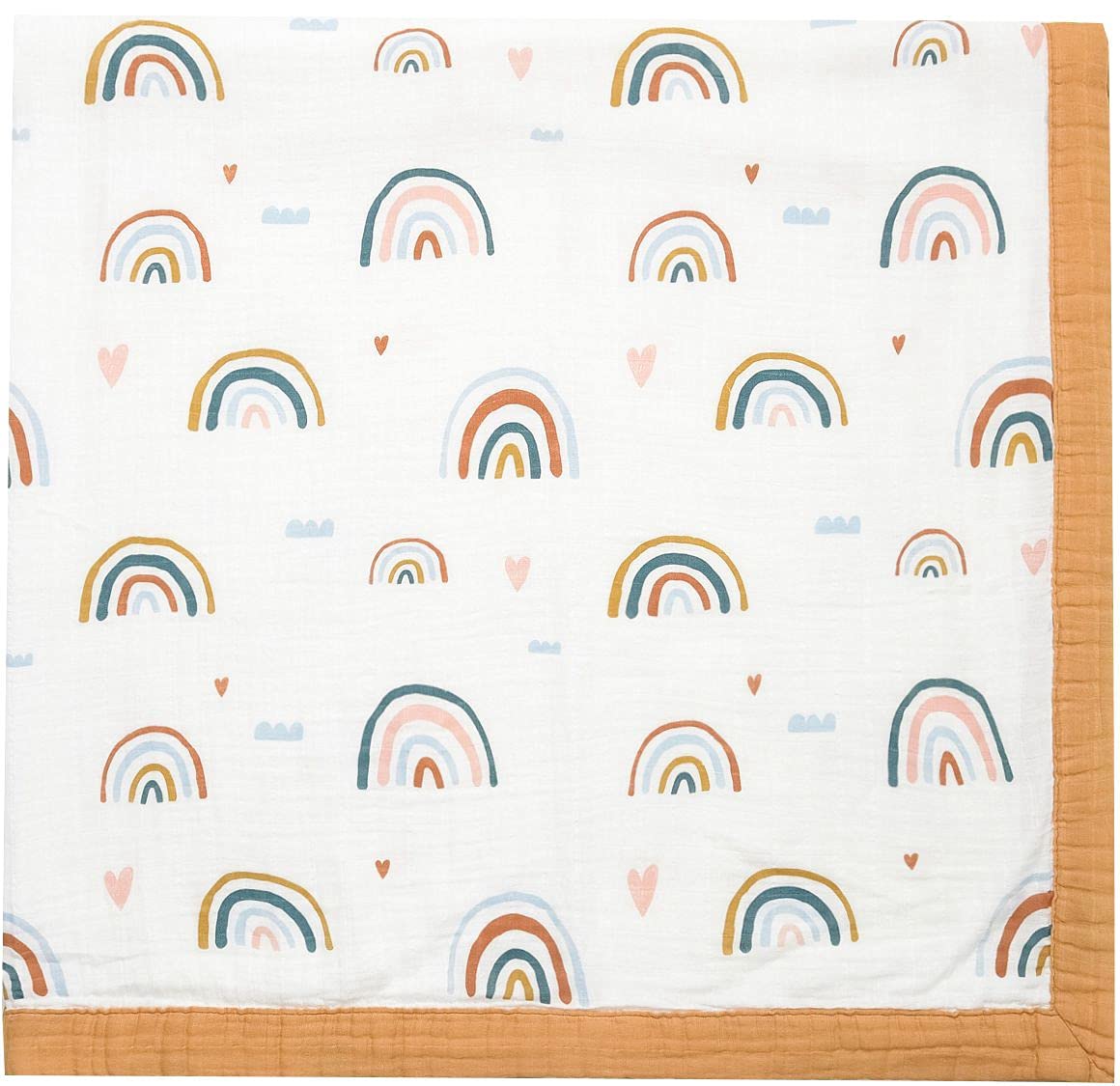Rainbow Muslin Blanket for Baby - Soft and Breathable 47x47 Swaddle Blanket