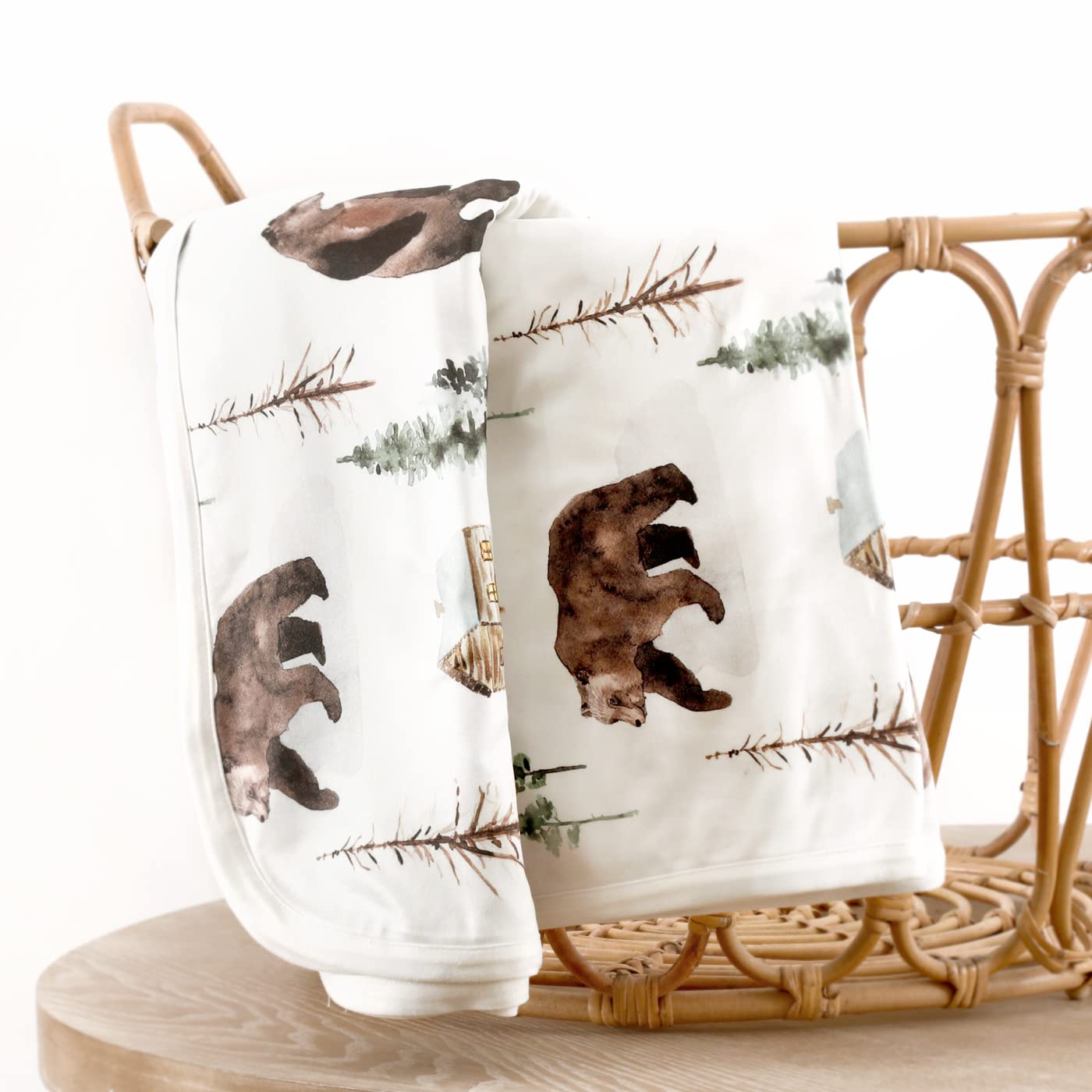 GRSSDER Super Soft Swaddle Blanket for Baby 34x44 Jungle BearRainbow Reversible Blanket