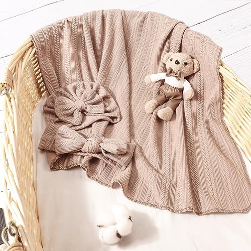DRESHOW BQUBO Baby Blanket with Bow Hat and Headband
