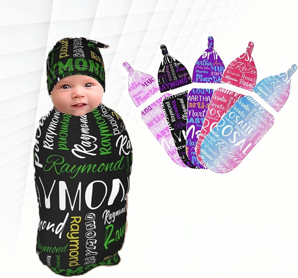 Personalized Name Swaddle Set for Baby Girl or Boy