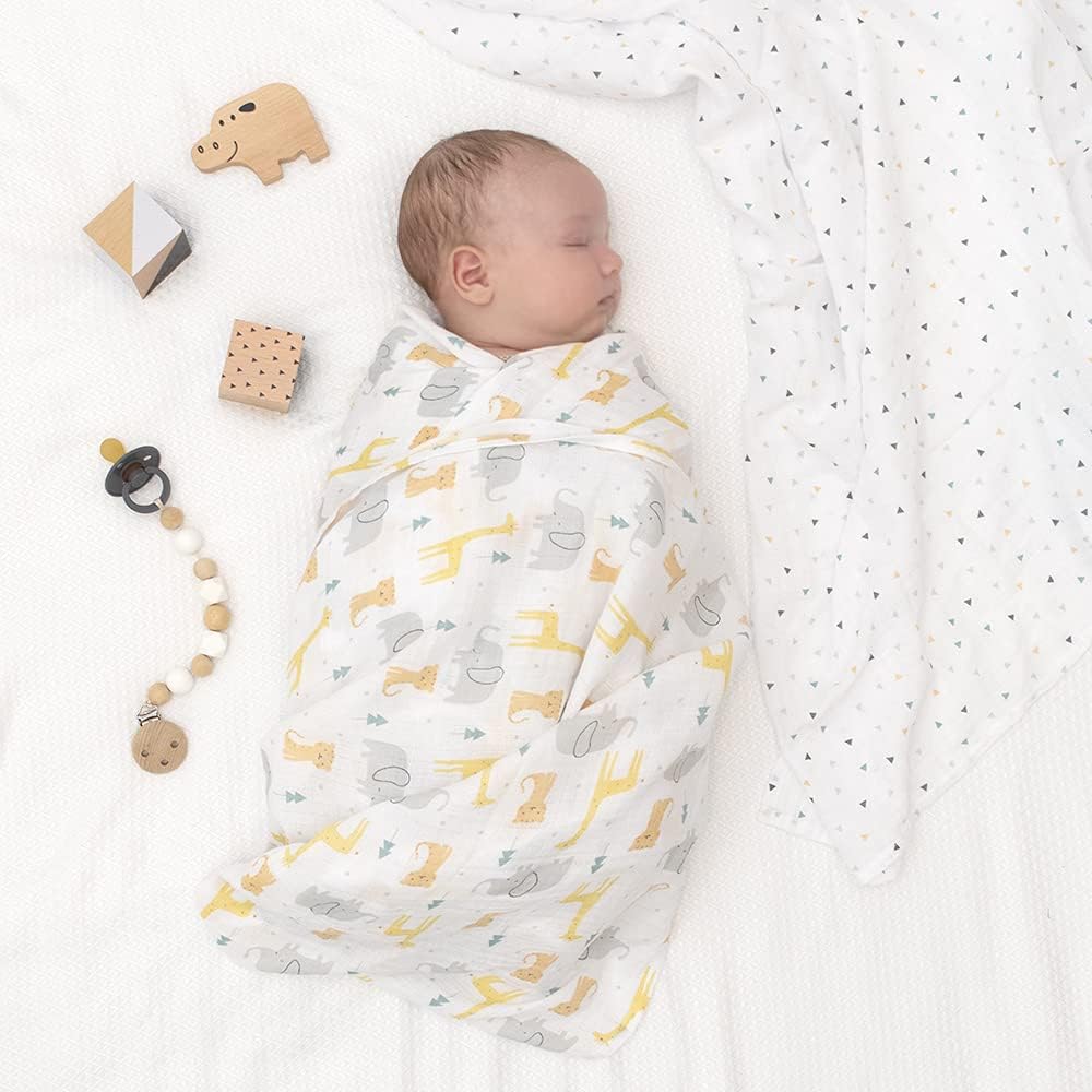 Living Textiles Animal Parade Swaddle Blankets 2-Pack - Ultra Soft Cotton Muslin