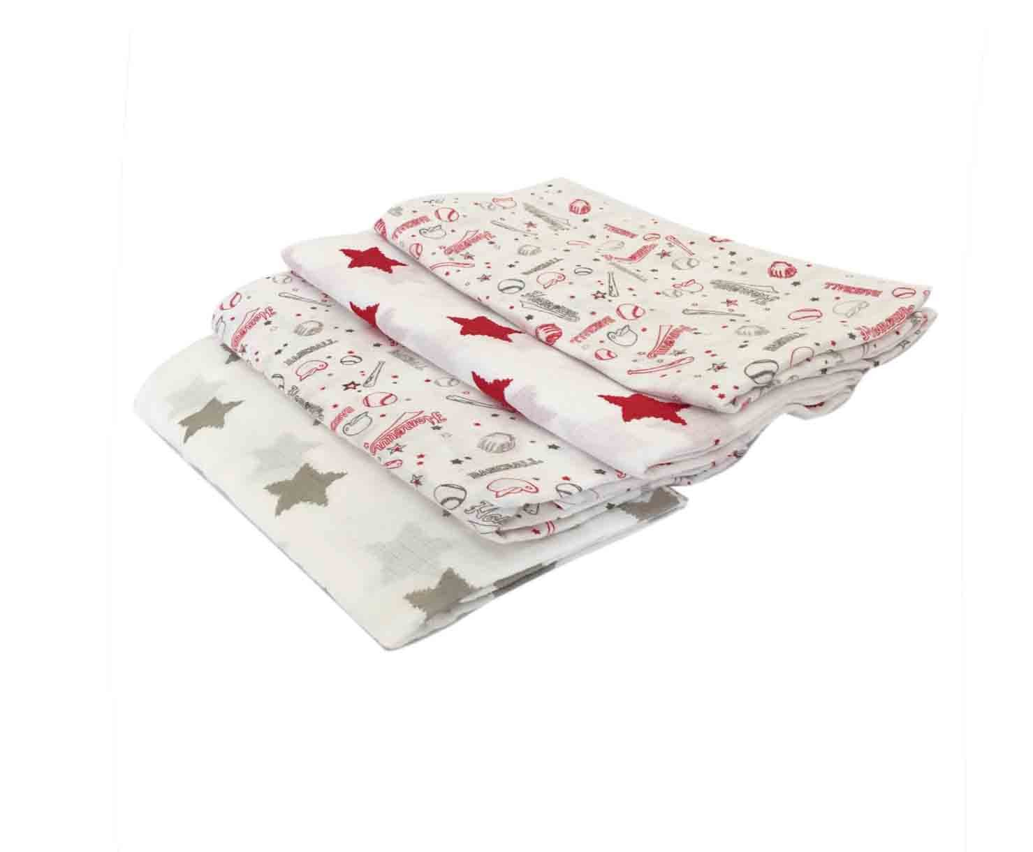 Bacati 4 Pack Swaddle Blankets for Boys