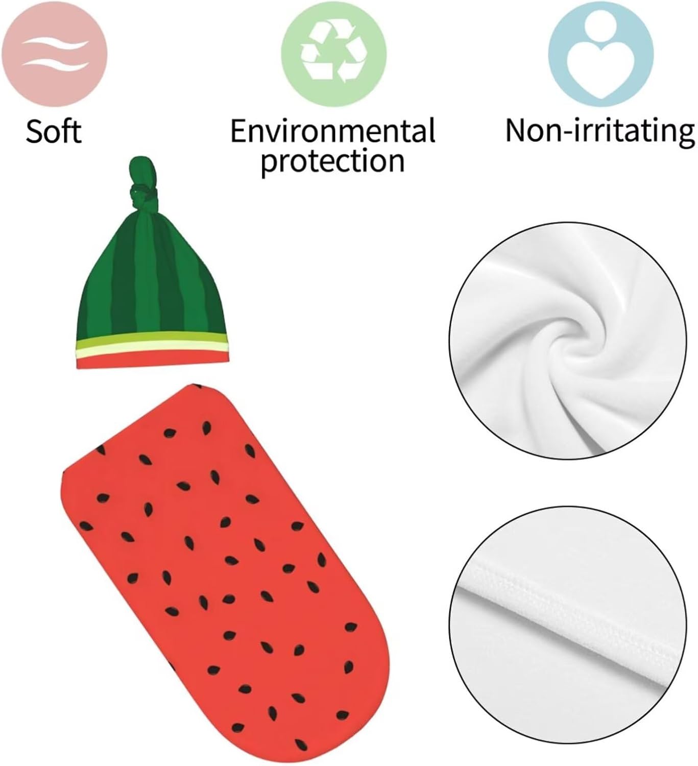 Watermelon Newborn Swaddle Blanket and Beanie Hat Set