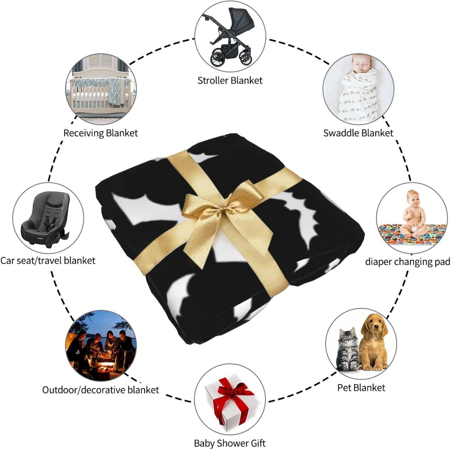 Halloween Bat Swaddling Blanket for Newborns