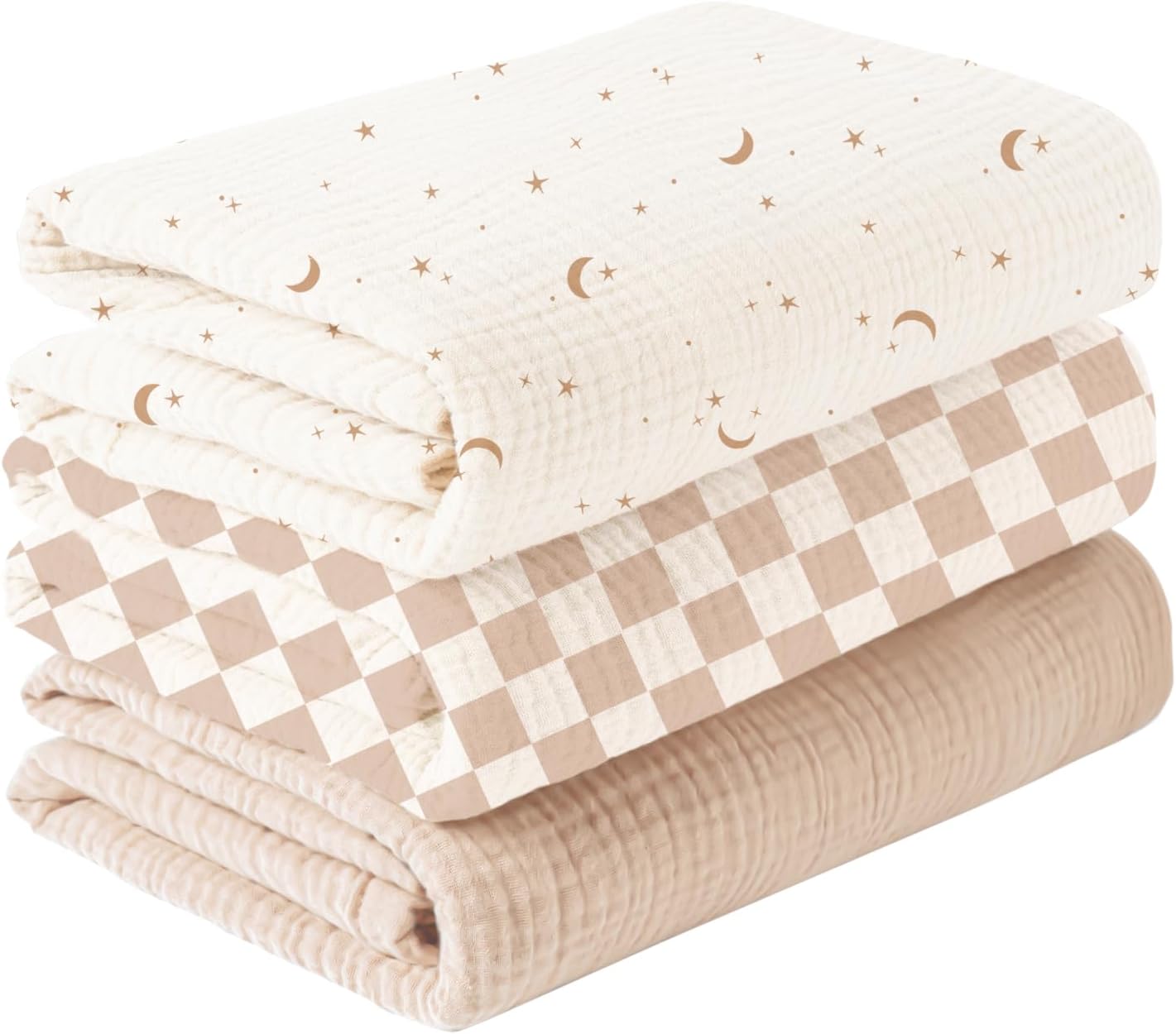 Konssy 3 Pack Muslin Swaddle Blankets for Newborn 1