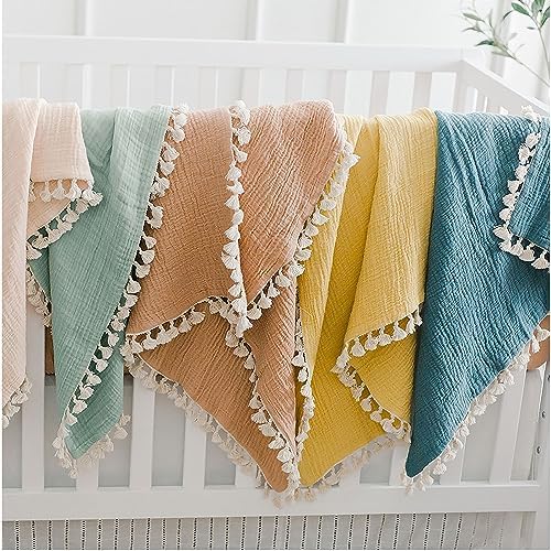 Crane Baby Muslin Swaddle Blanket 30 x 40 Ochre Yellow