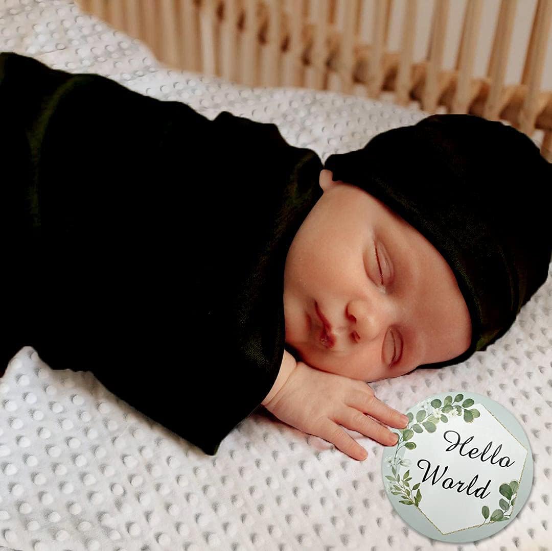 OWLOWLA Swaddle Blanket Hat Set for Newborns