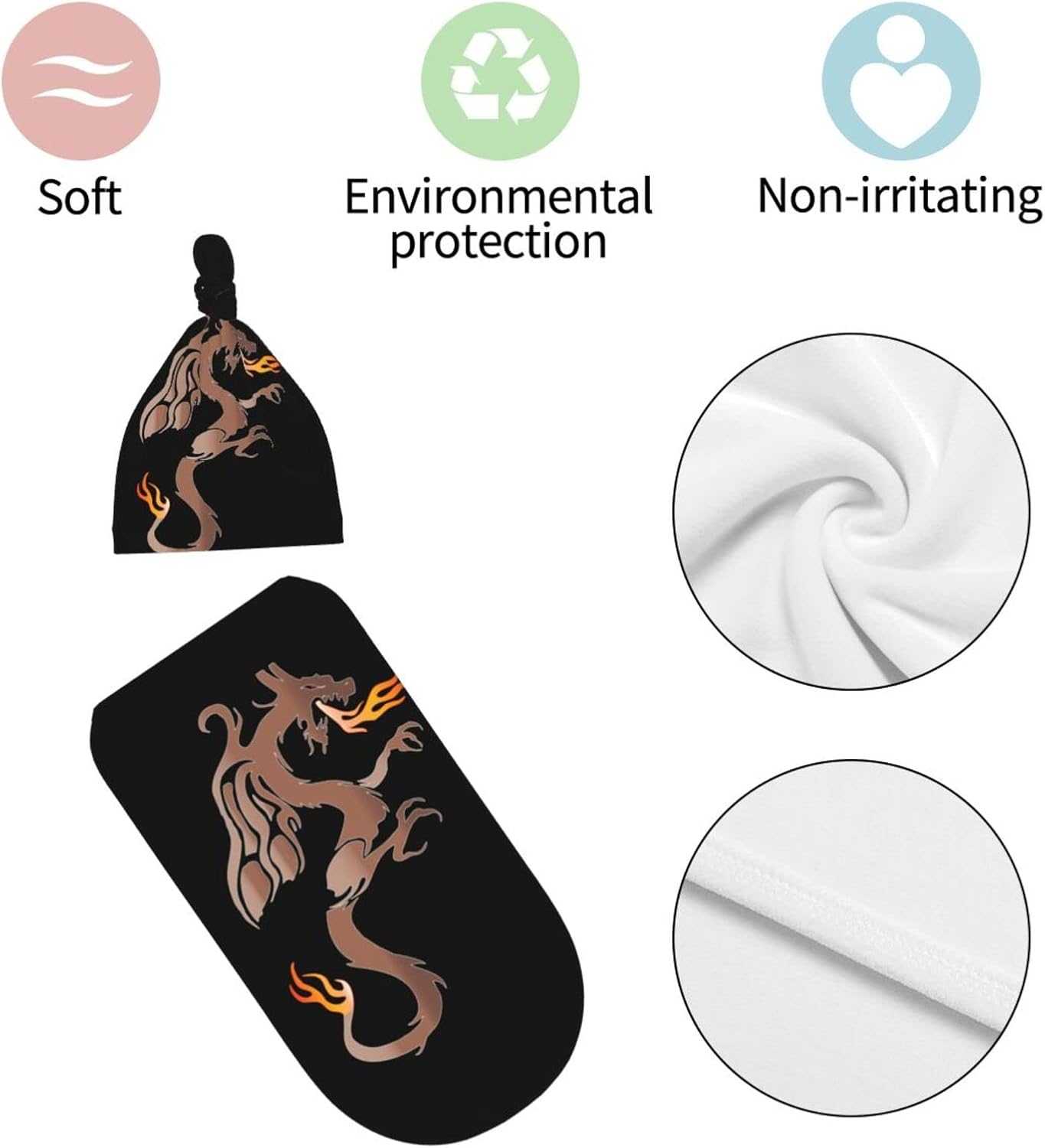 AuHomea Fire Angry Dragon Swaddle Blanket with Beanie Hat 1