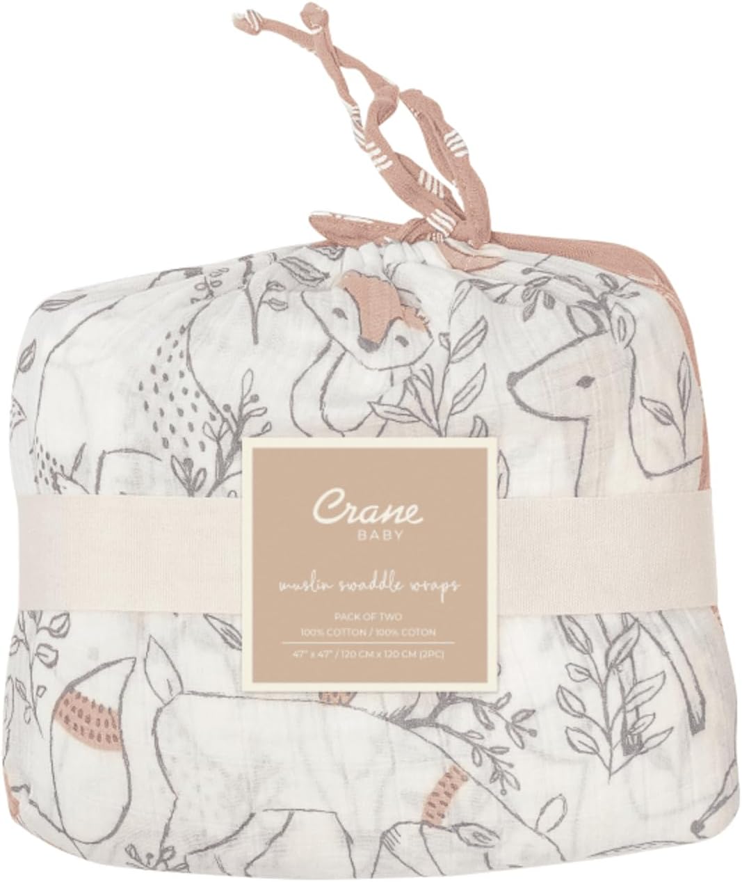 Crane Baby 100 Cotton Muslin Swaddle Blankets Set of 2