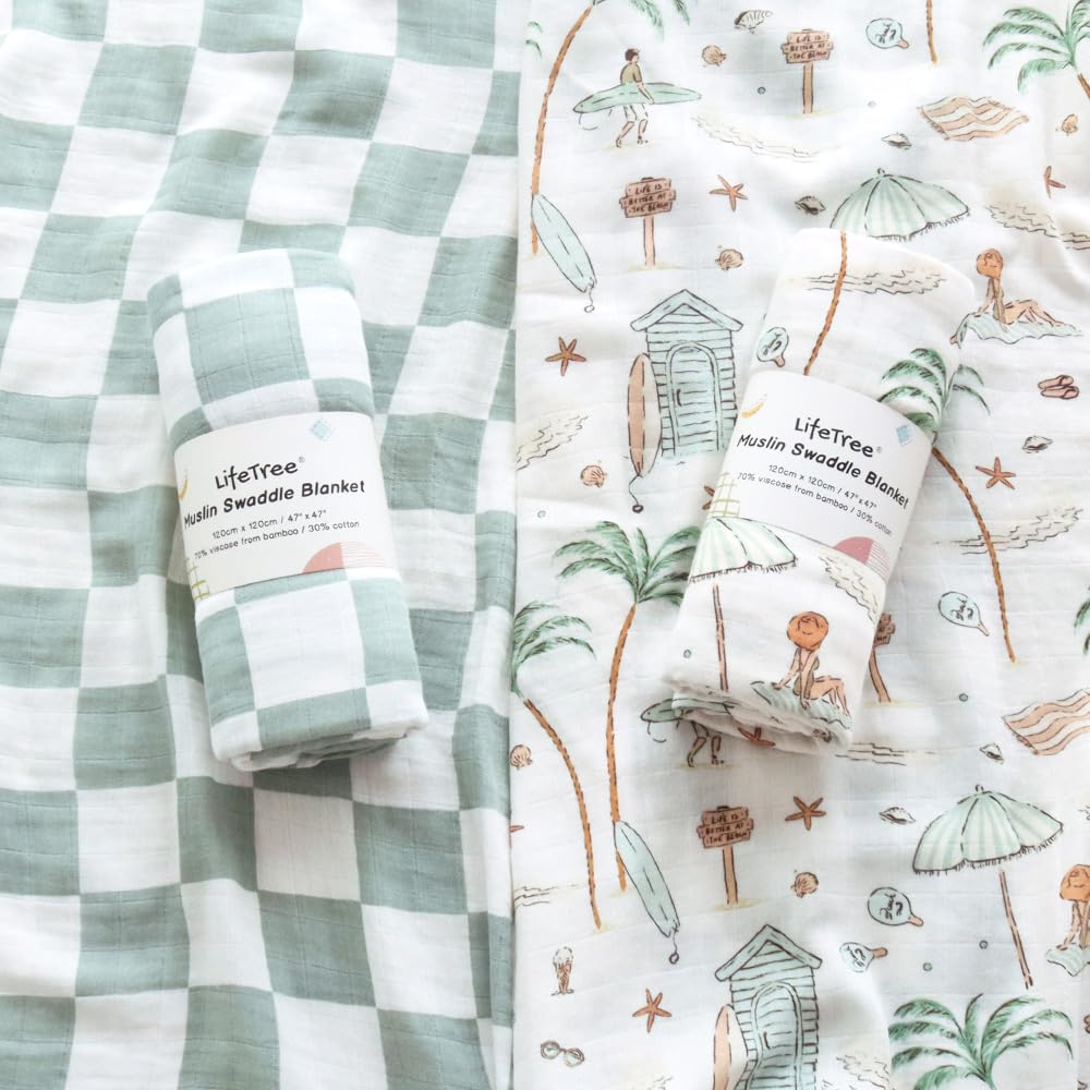 LifeTree Muslin Swaddle Blankets for Boys Girls