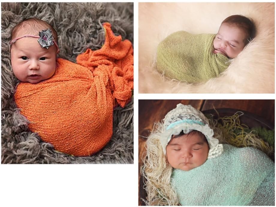 NUOBESTY Newborn Photography Stretch Wrap - Orange Cotton Swaddle Blanket