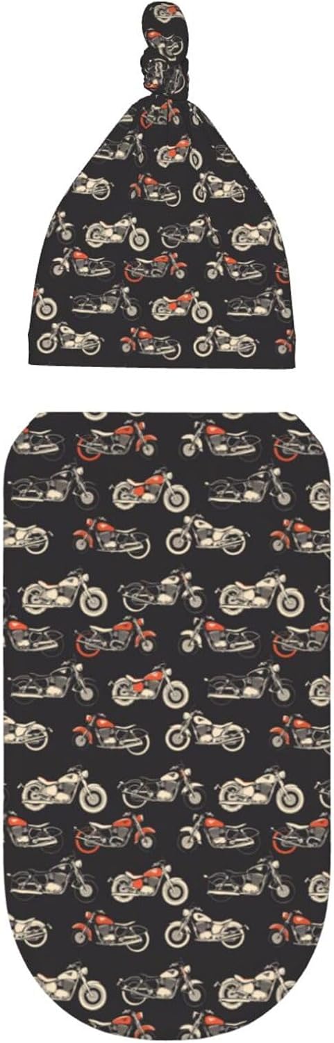 Muishi Motorcycles Swaddle Blanket Baby Hat Set